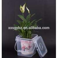 Hot sale 2 litre recycled gallon clear square plastic bucket