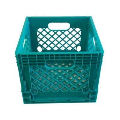 Square foldable crate plastic stackable collapsible milk crate