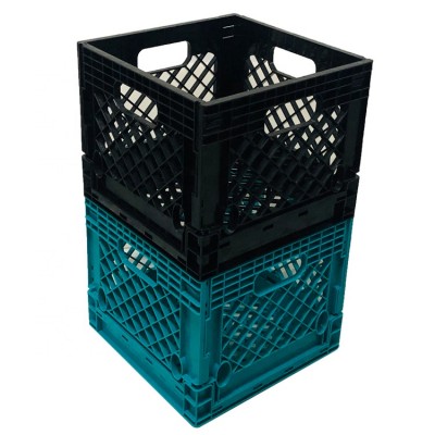 Multi functional stackable organizing storage crate emerald